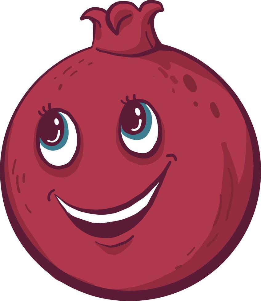 Happy red pomegranate,illustration,vector on white background vector