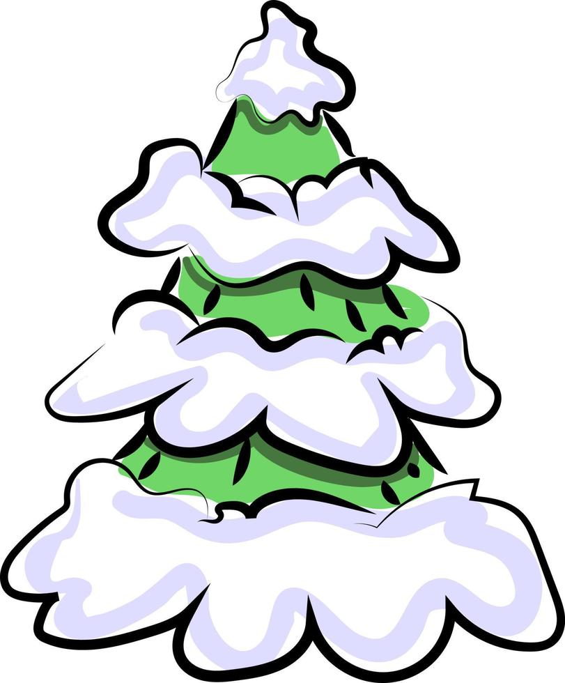 Tree with snow, illustration, vector on white background.