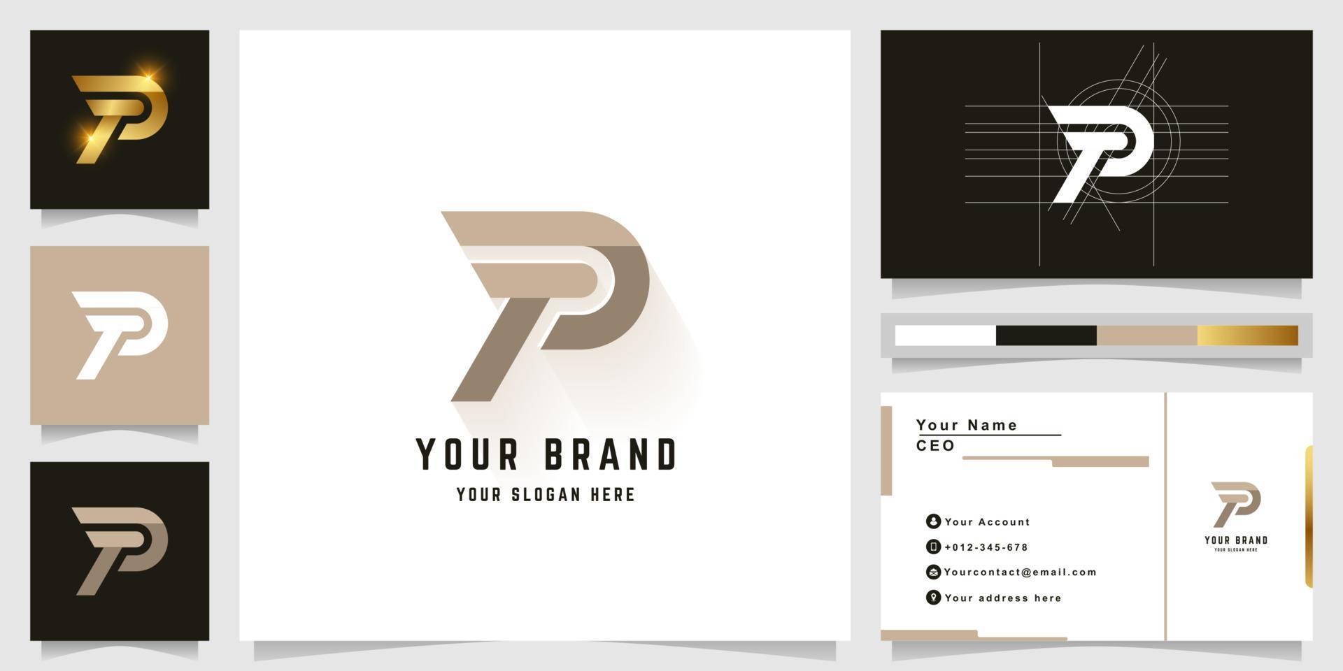 Letter P or TP monogram logo with business card design vector