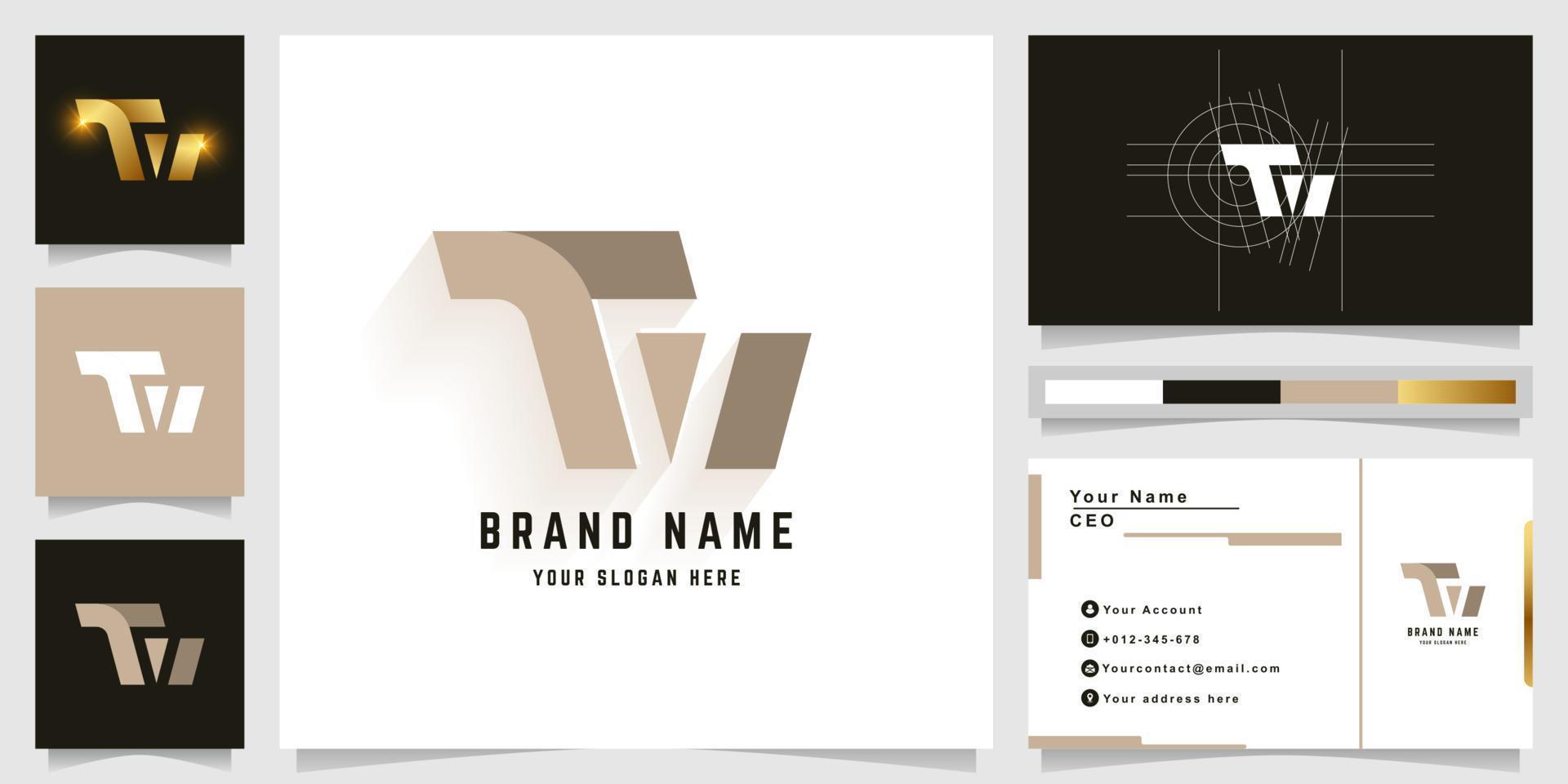 Letter TW or TM monogram logo with business card design vector