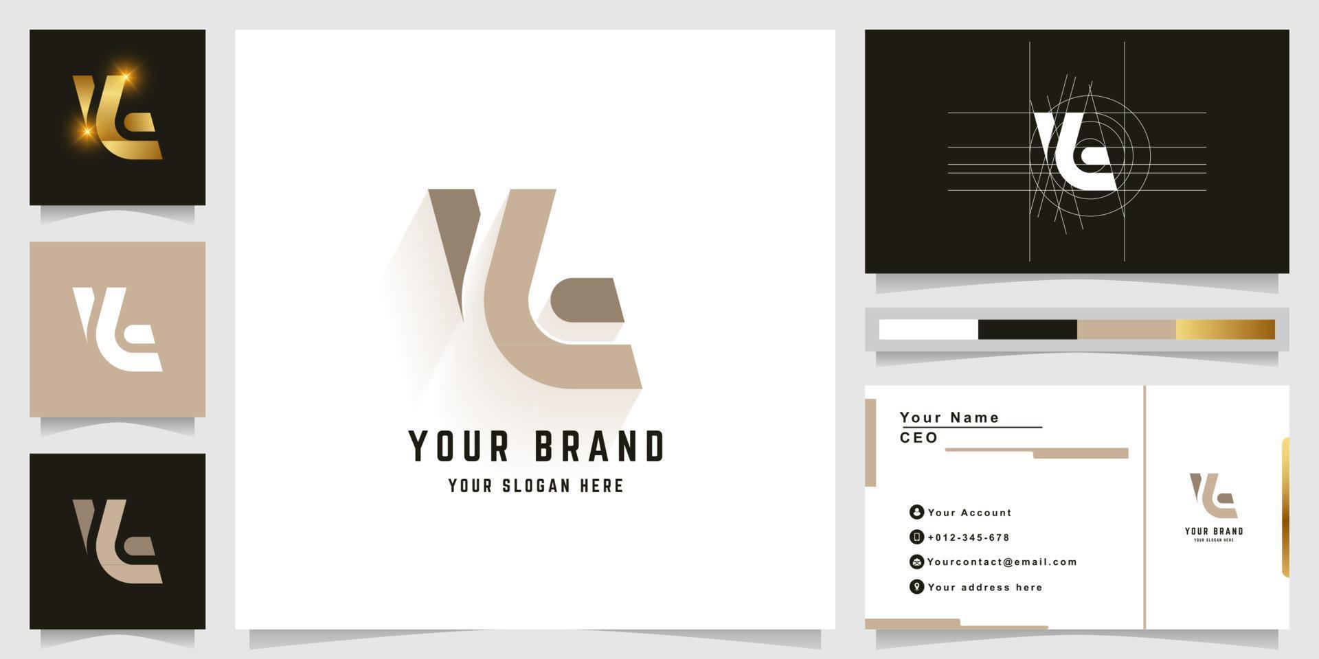 Letter Yt or Lt monogram logo with business card design vector