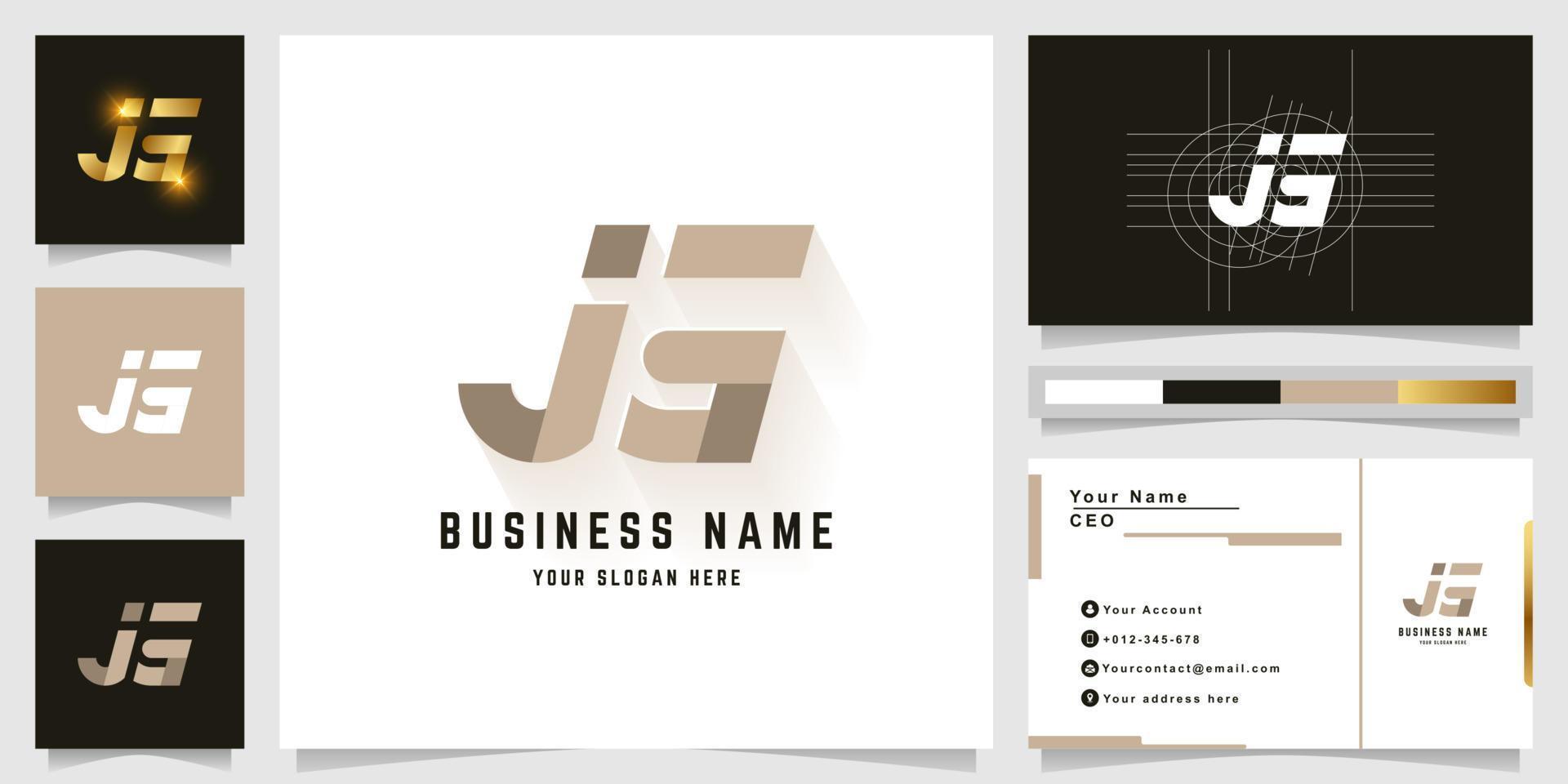 Letter G or jG monogram logo with business card design vector