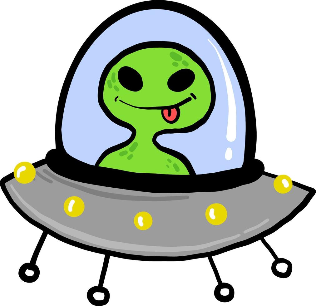 Green little alien, illustration, vector on white background.