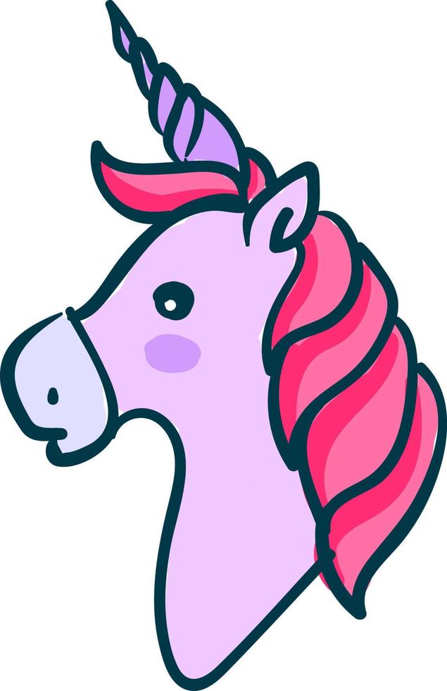 A pink unicorn, vector or color illustration.