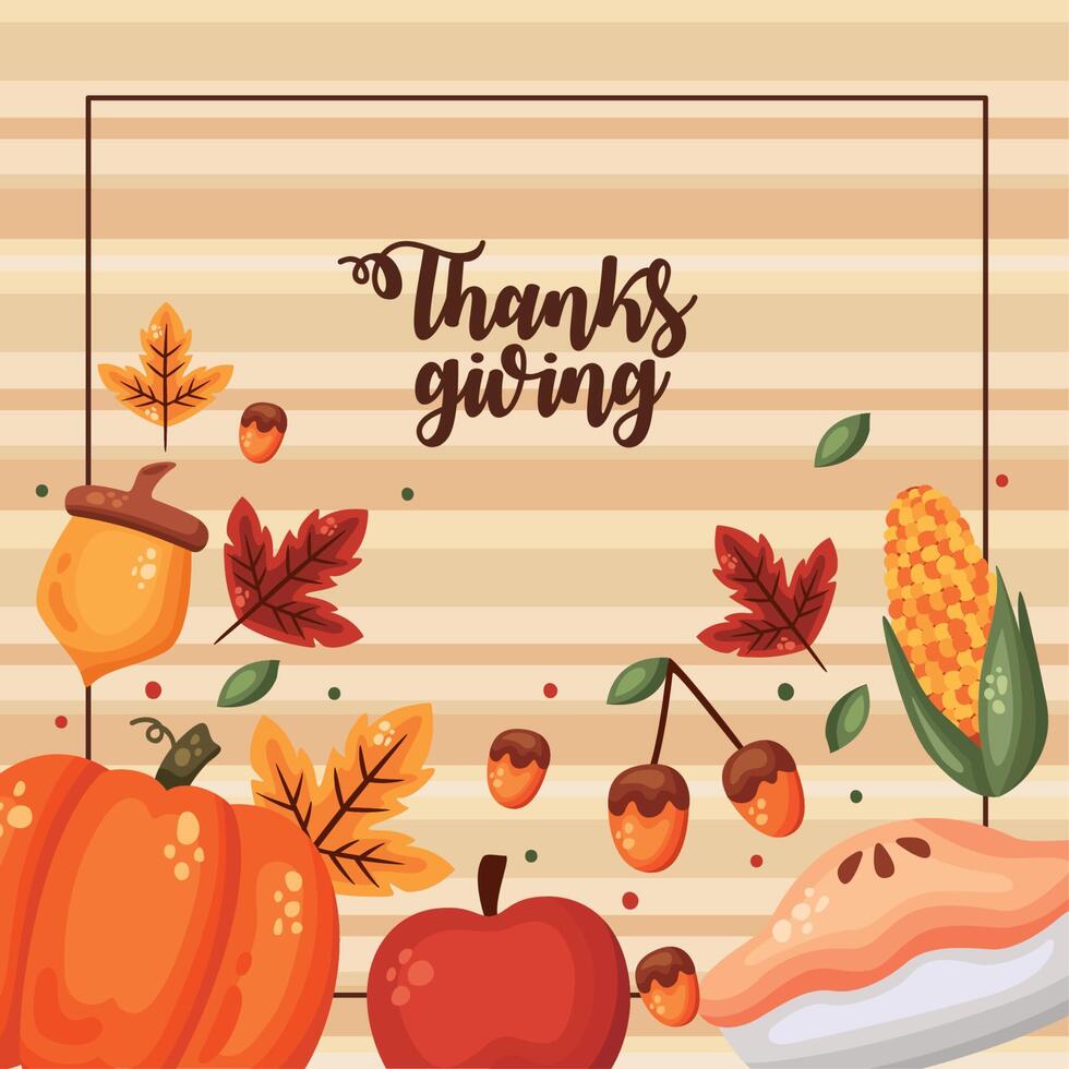 thanksgiving lettering with food vector