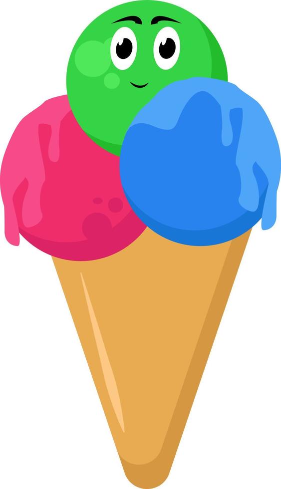 Ice cream, illustration, vector on white background.