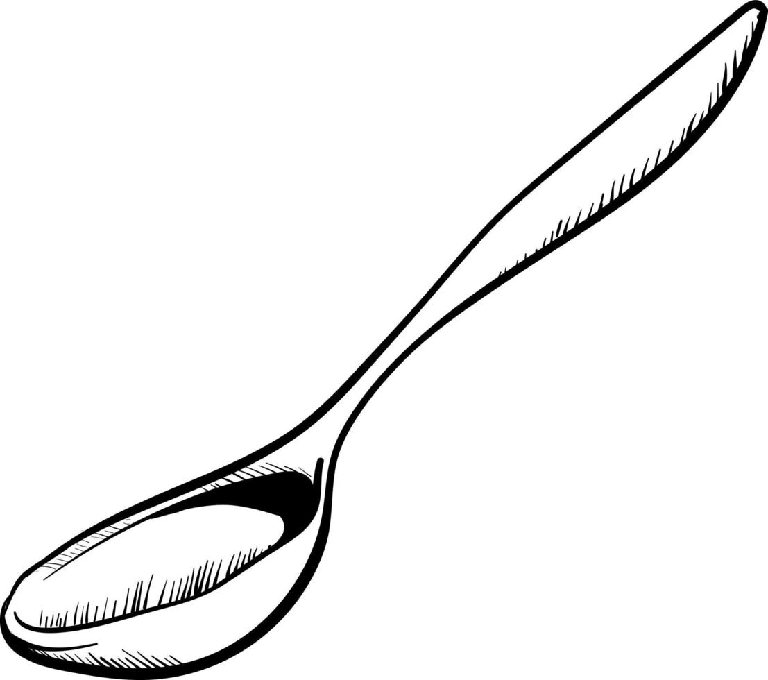 Drawing of a spoon, illustration, vector on white background.