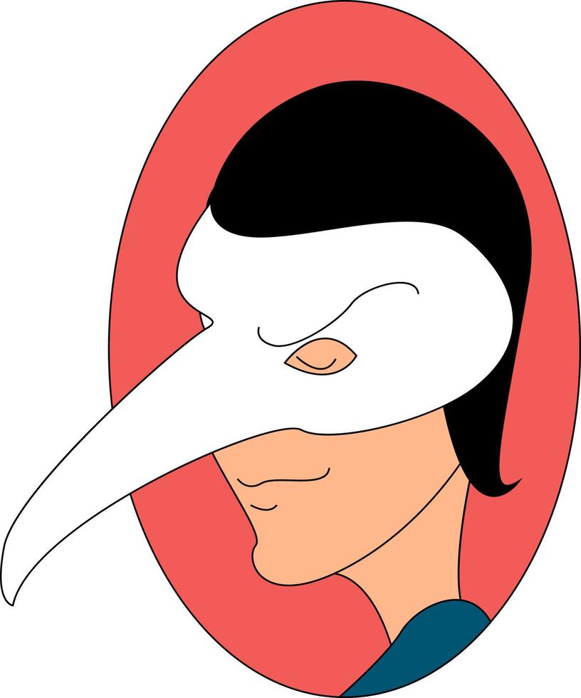 Man with doctor mask, illustration, vector on white background.