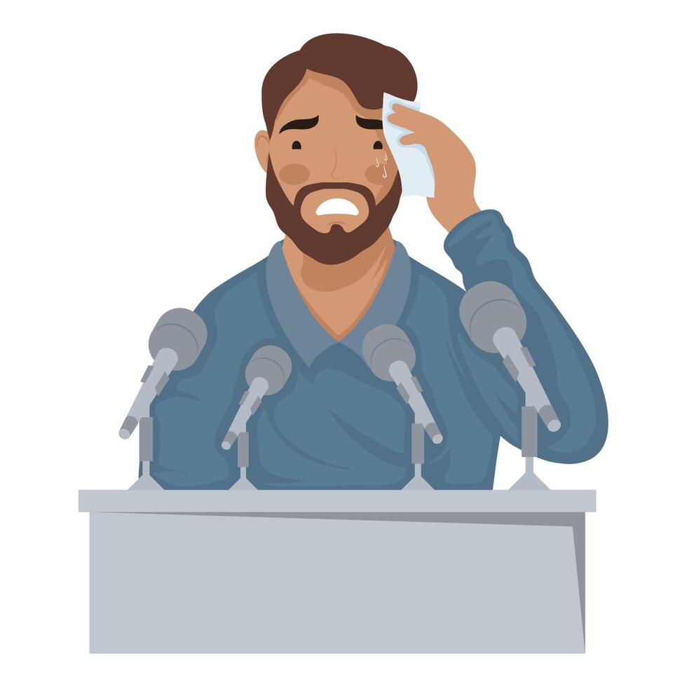 man speaking with glossophobia vector