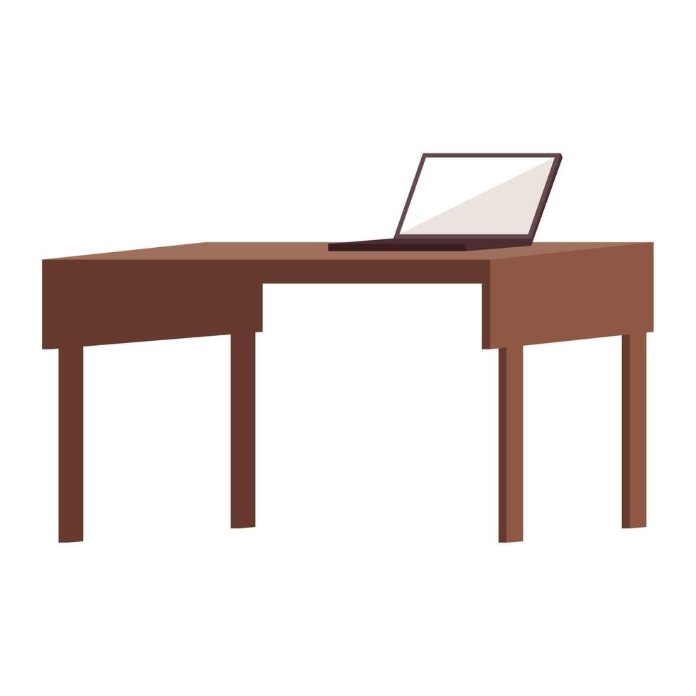 laptop in wooden desk vector