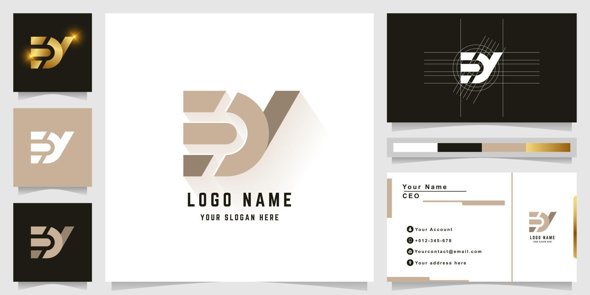 Letter EY or DY monogram logo with business card design vector