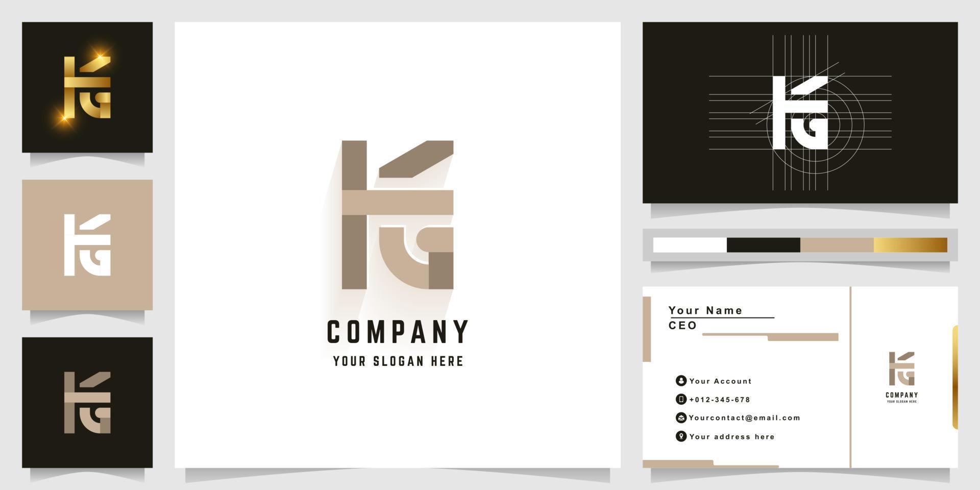 Letter KG or HG monogram logo with business card design vector