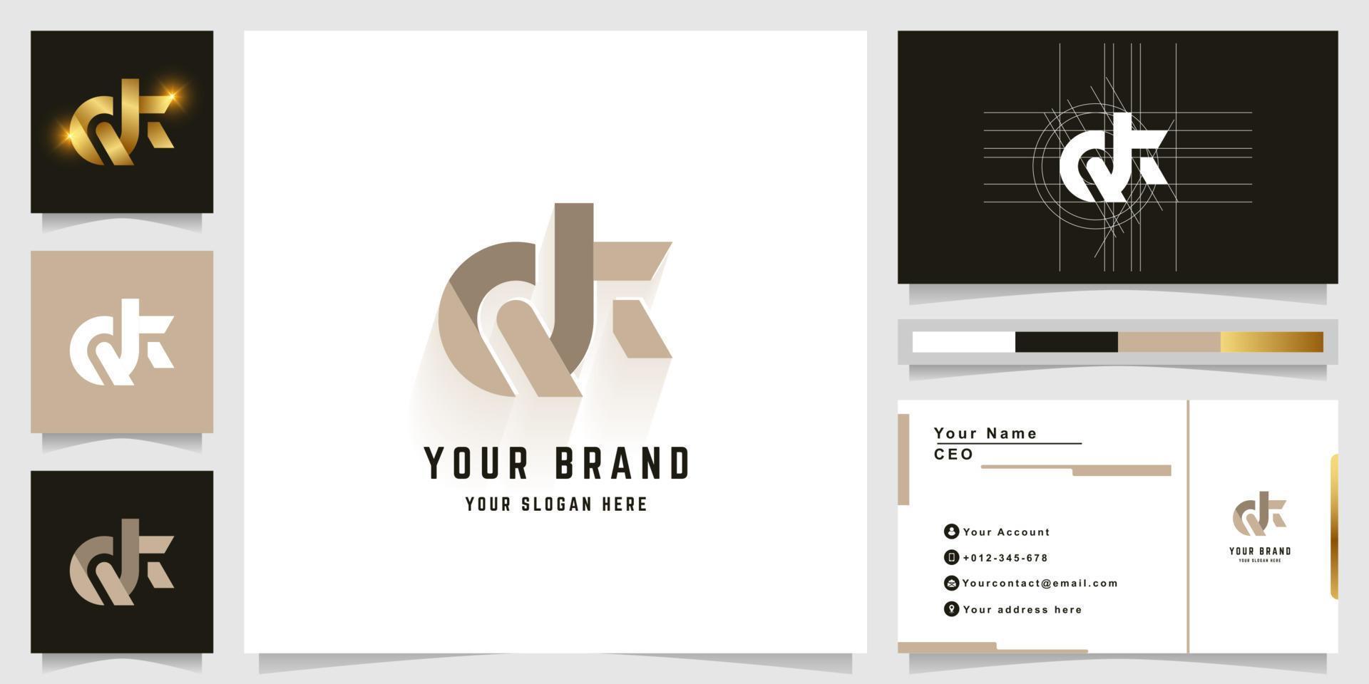 Letter QK or dk monogram logo with business card design vector