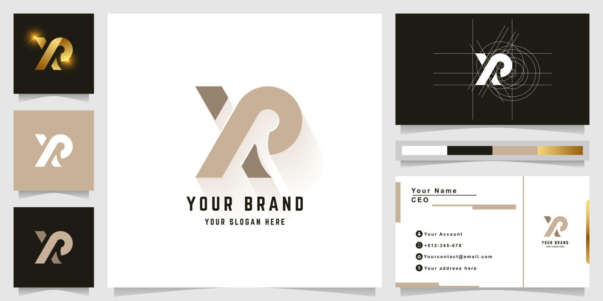 Letter XR or XP monogram logo with business card design vector