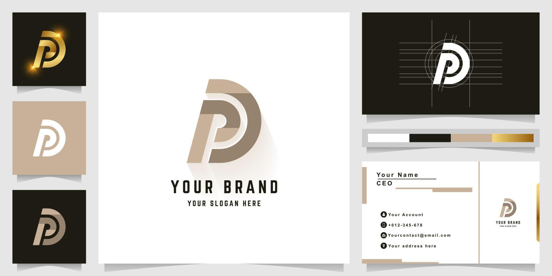 Letter pD or pa monogram logo with business card design vector