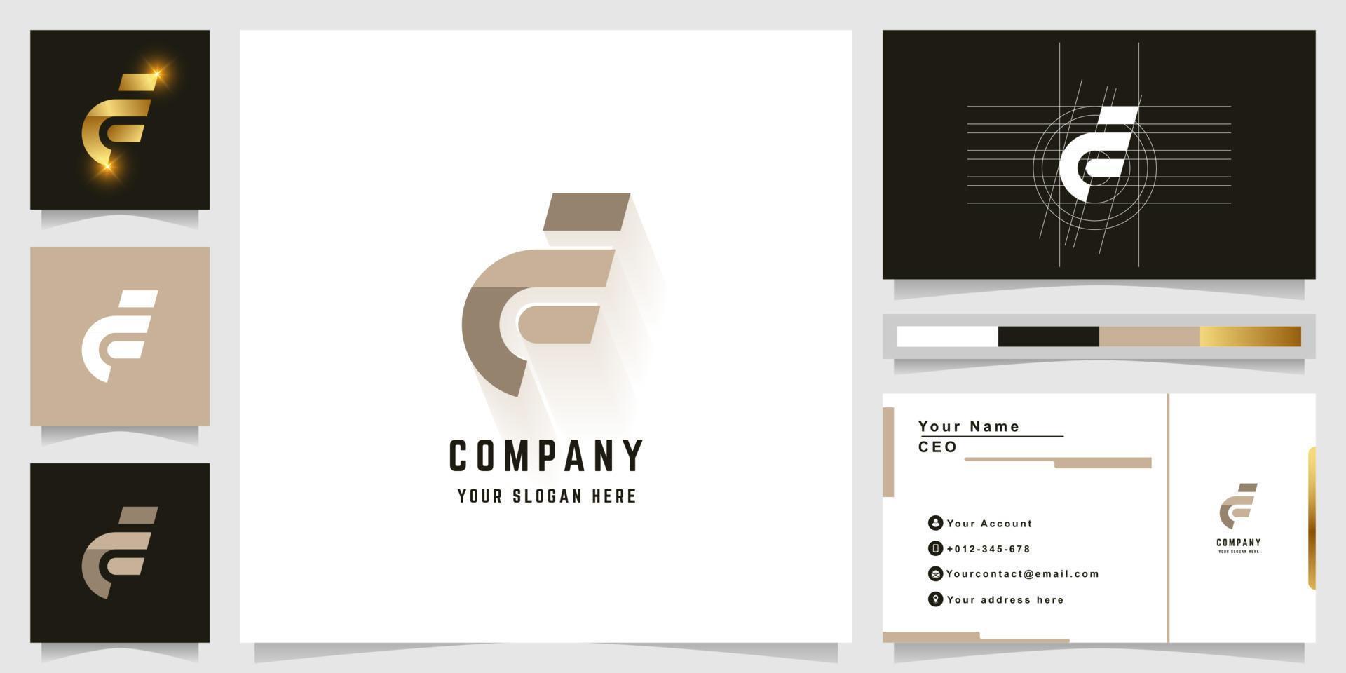 Letter CE or FE monogram logo with business card design vector