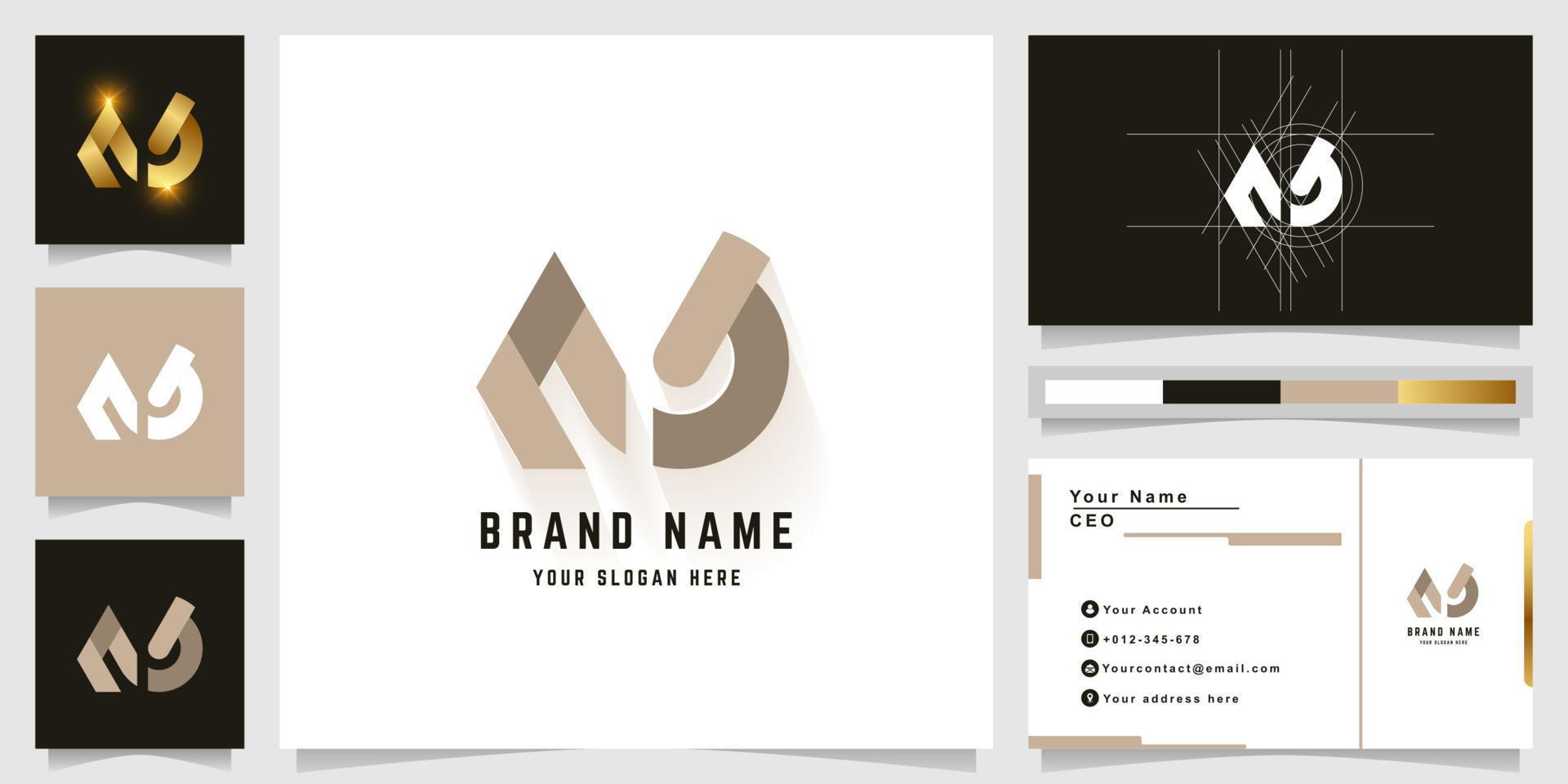 Letter Nb or Mb monogram logo with business card design vector