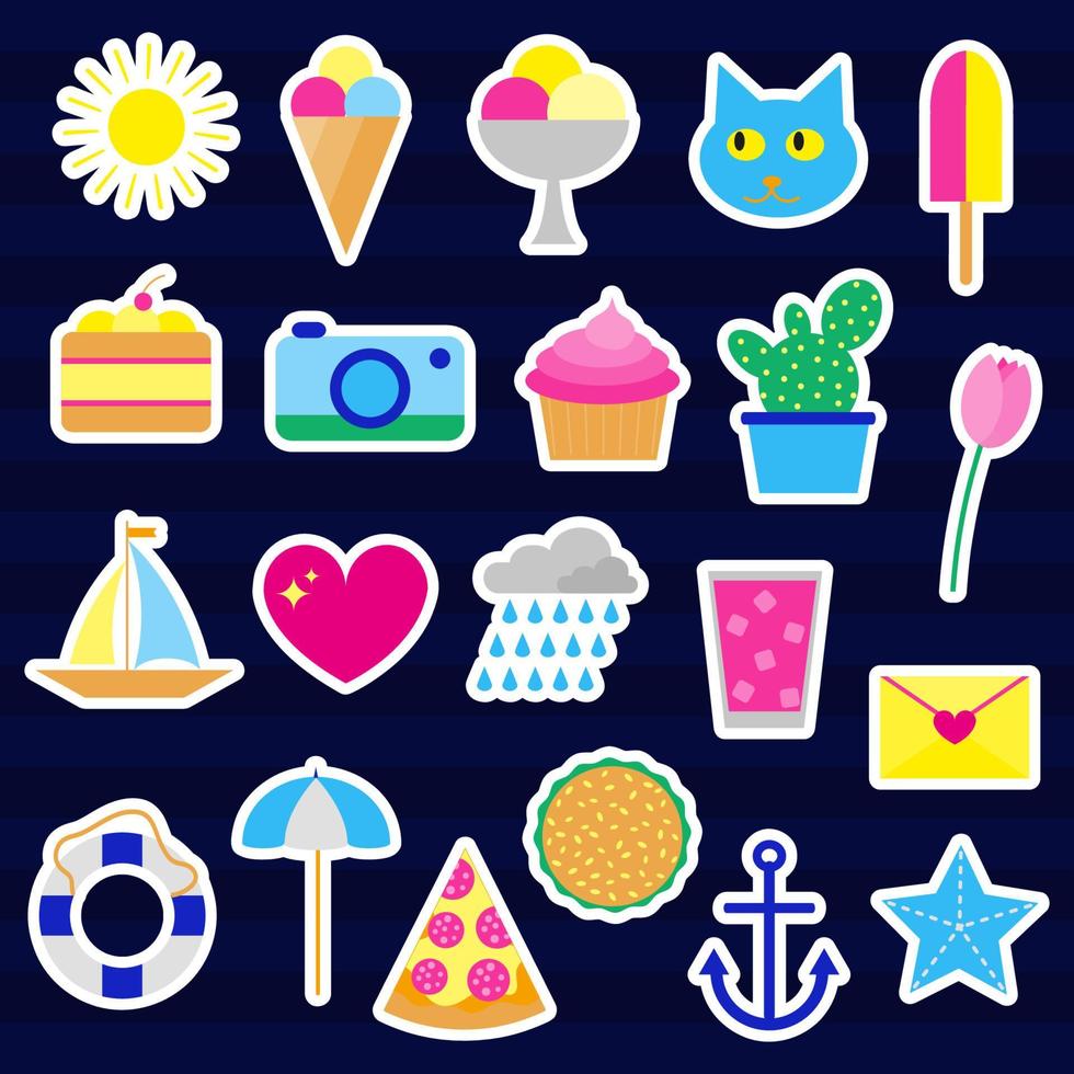 Collection of neon pop art stickers. vector