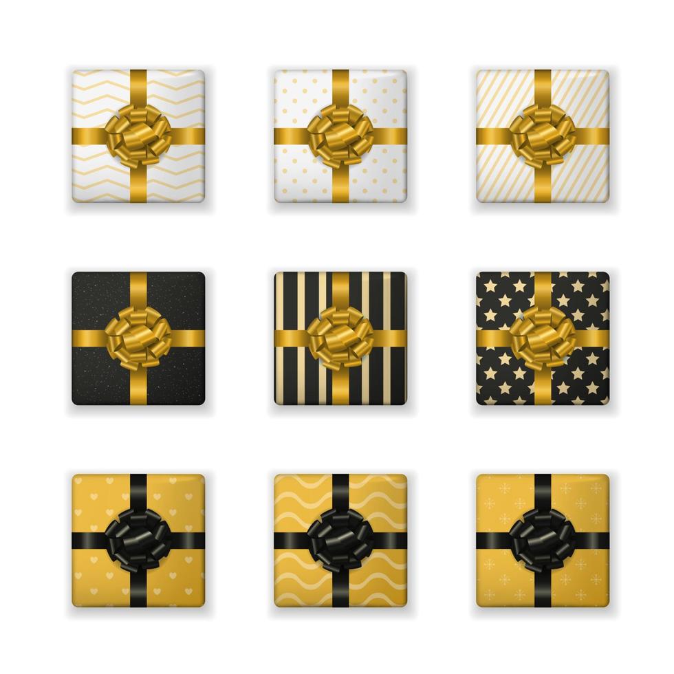 Set of realistic present boxes. vector