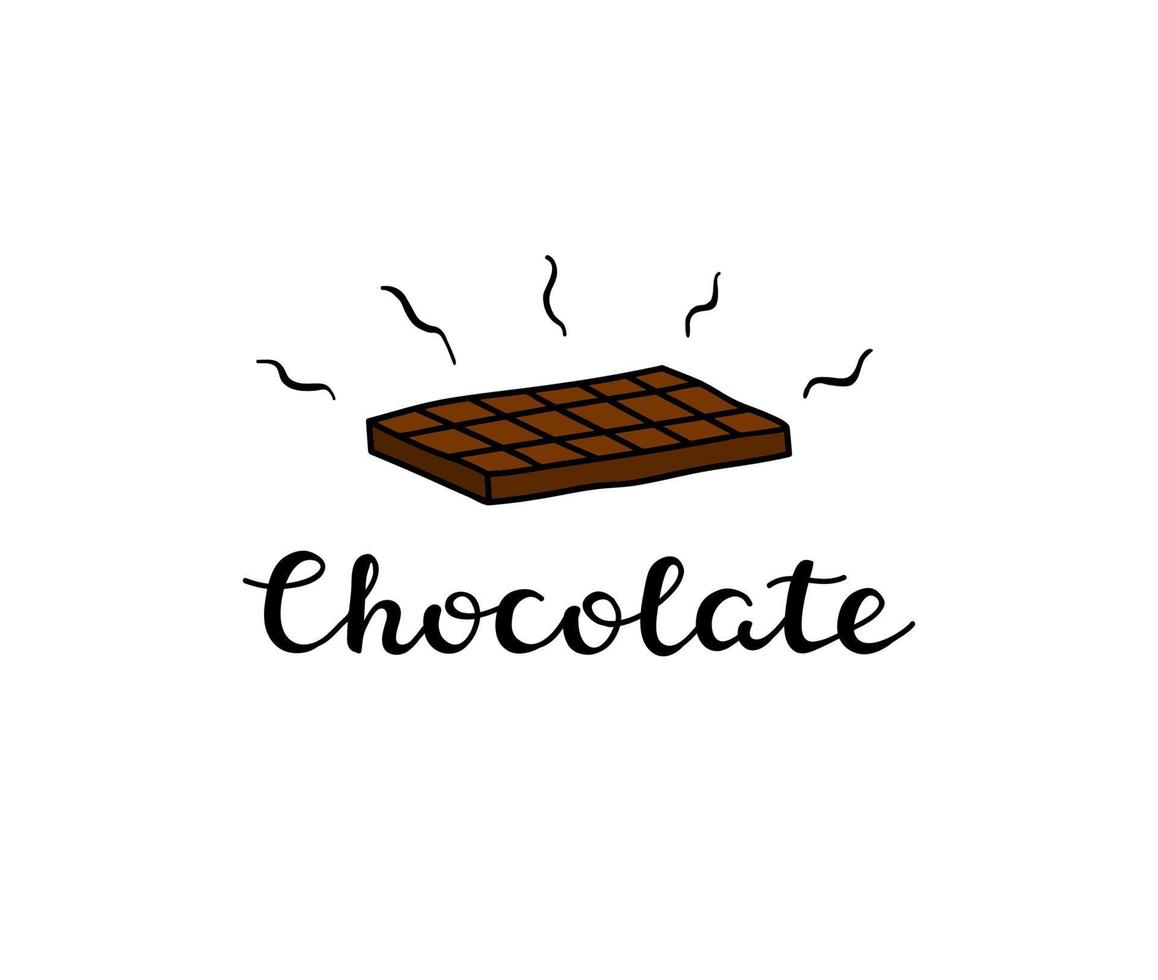 Hand written lettering with chocolate bar. vector