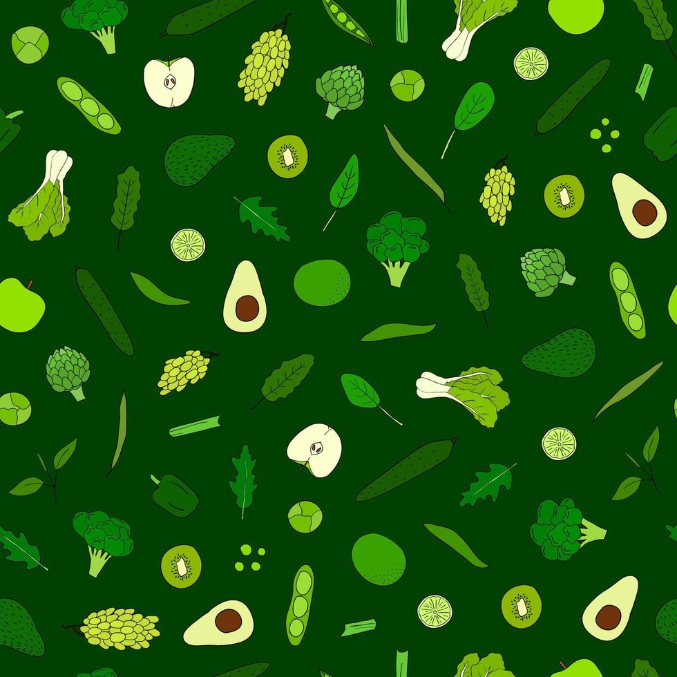 Seamless pattern with veggies and fruits. vector