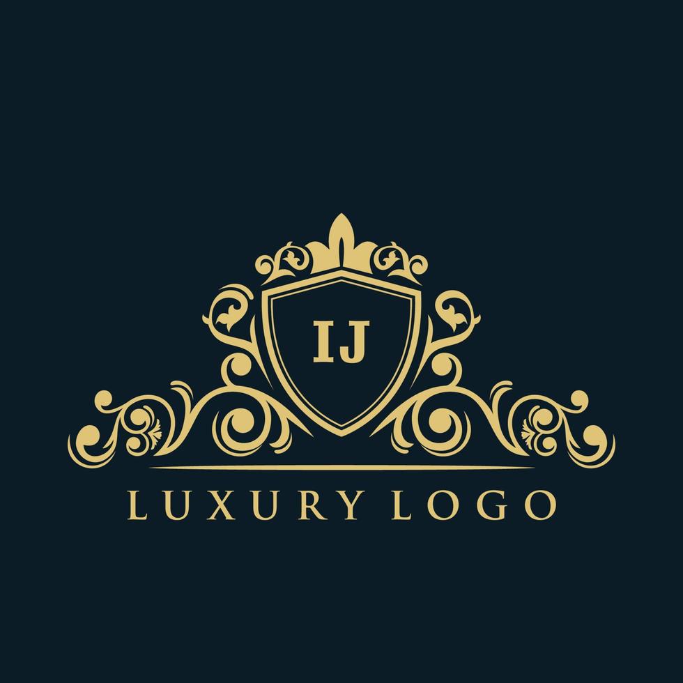 Letter IJ logo with Luxury Gold Shield. Elegance logo vector template.