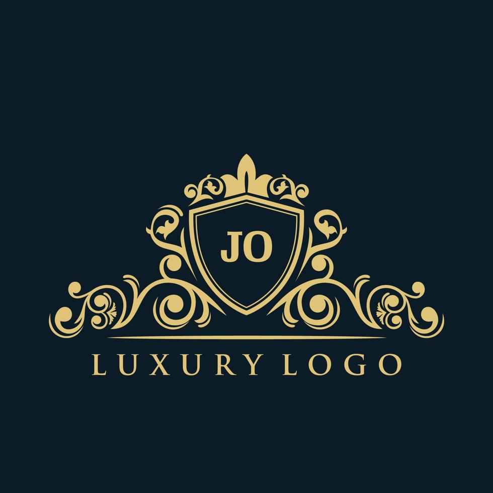 Letter JO logo with Luxury Gold Shield. Elegance logo vector template.