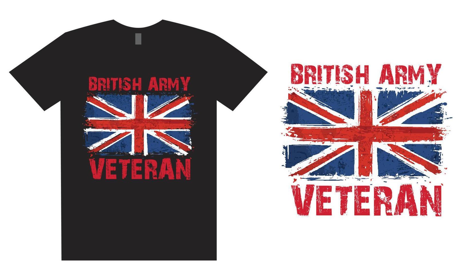 diseño de camiseta de veterano del ejército británico vector