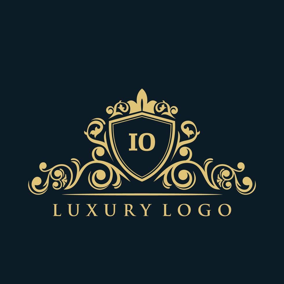 Letter IO logo with Luxury Gold Shield. Elegance logo vector template.