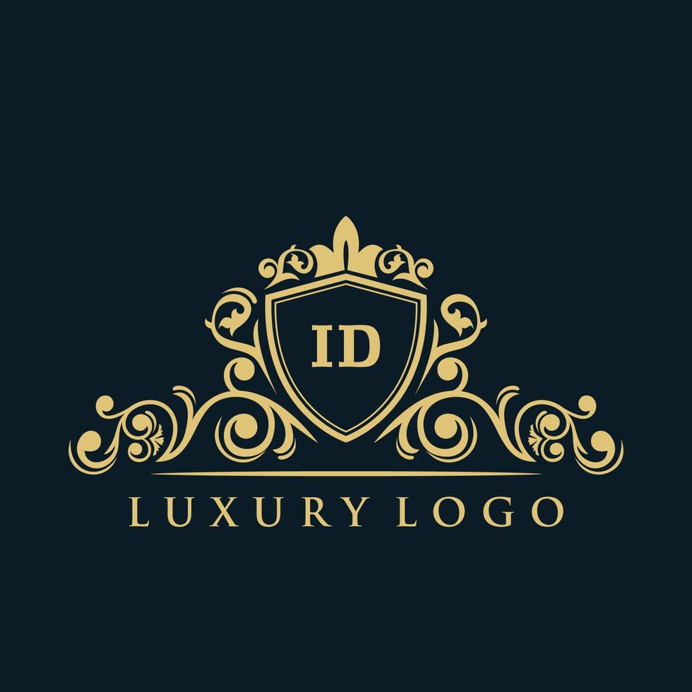 Letter ID logo with Luxury Gold Shield. Elegance logo vector template.