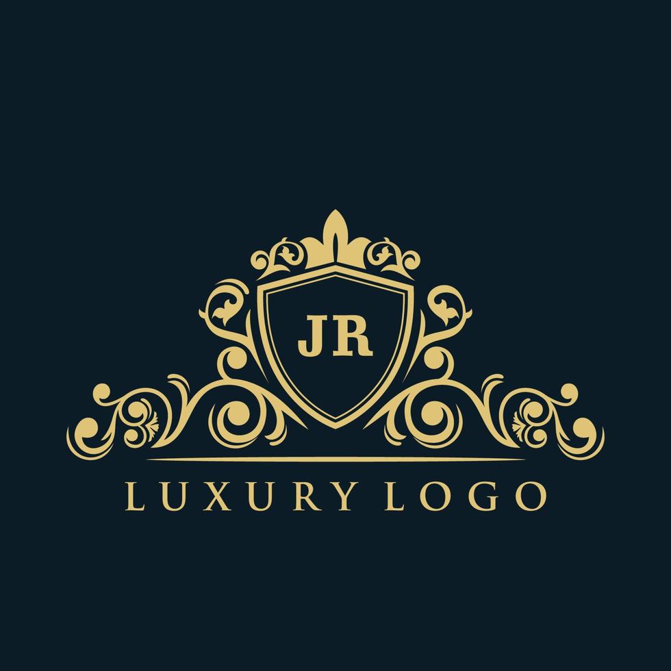 Letter JR logo with Luxury Gold Shield. Elegance logo vector template.