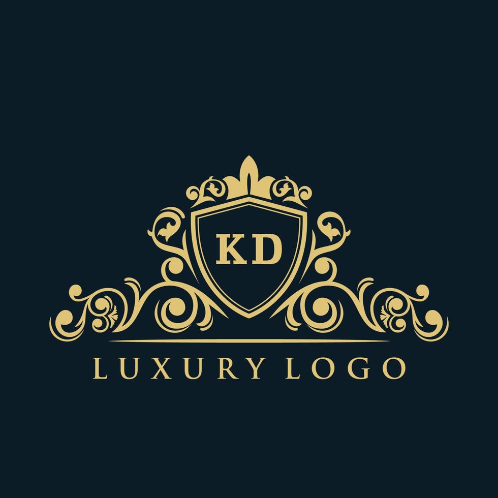 Letter KD logo with Luxury Gold Shield. Elegance logo vector template.