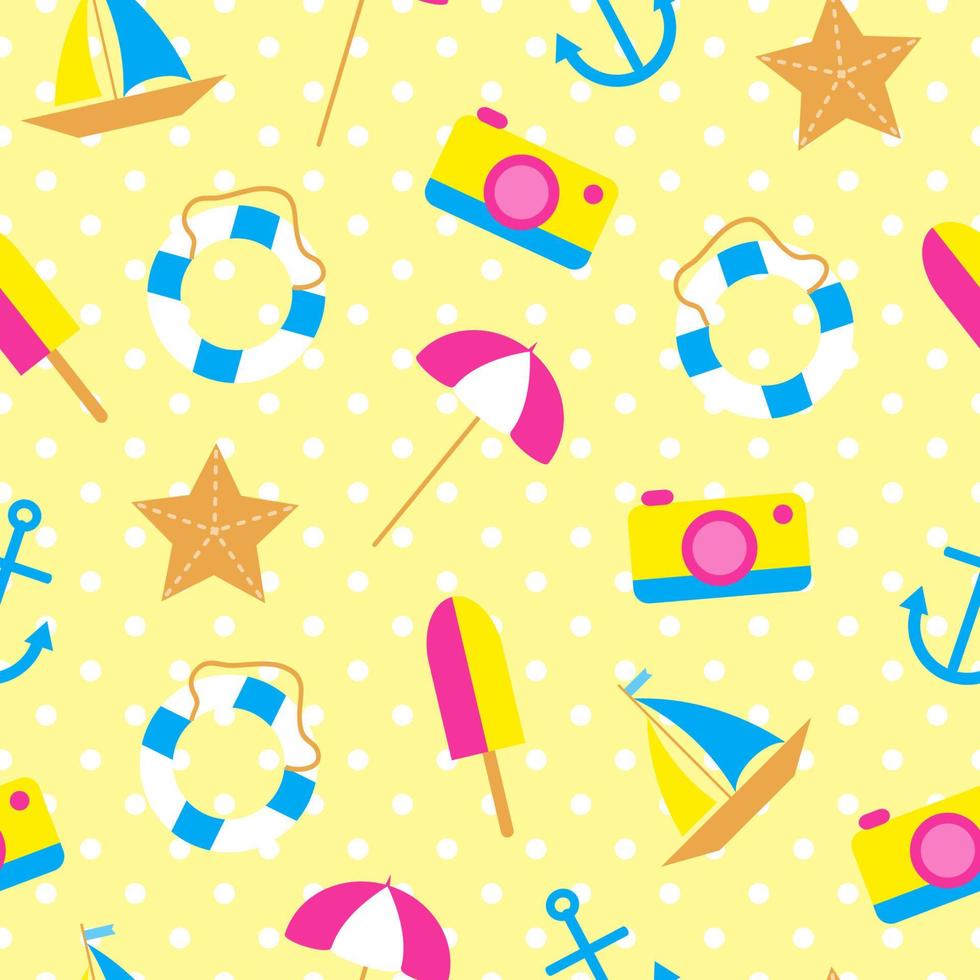 Seamless pattern with beach icons. vector