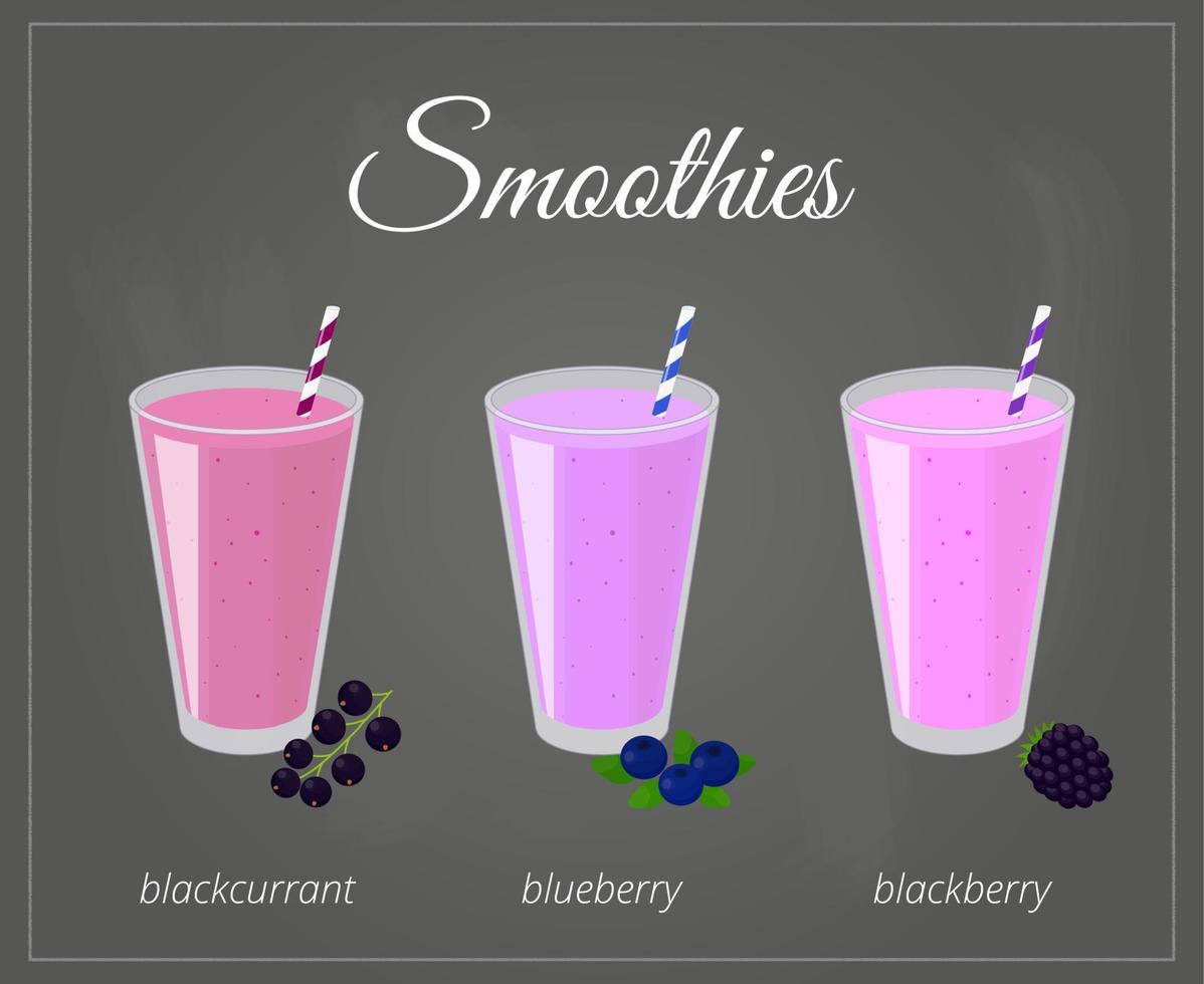 Cartoon smoothies in glass. vector