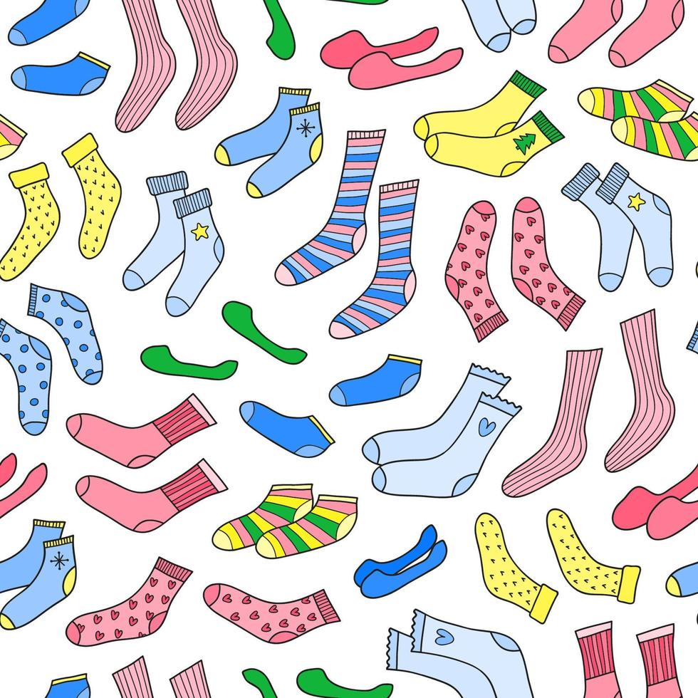 Seamless pattern with doodle socks. vector