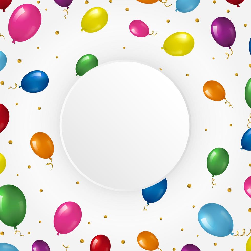 fondo con globos de helio y círculo de papel. vector