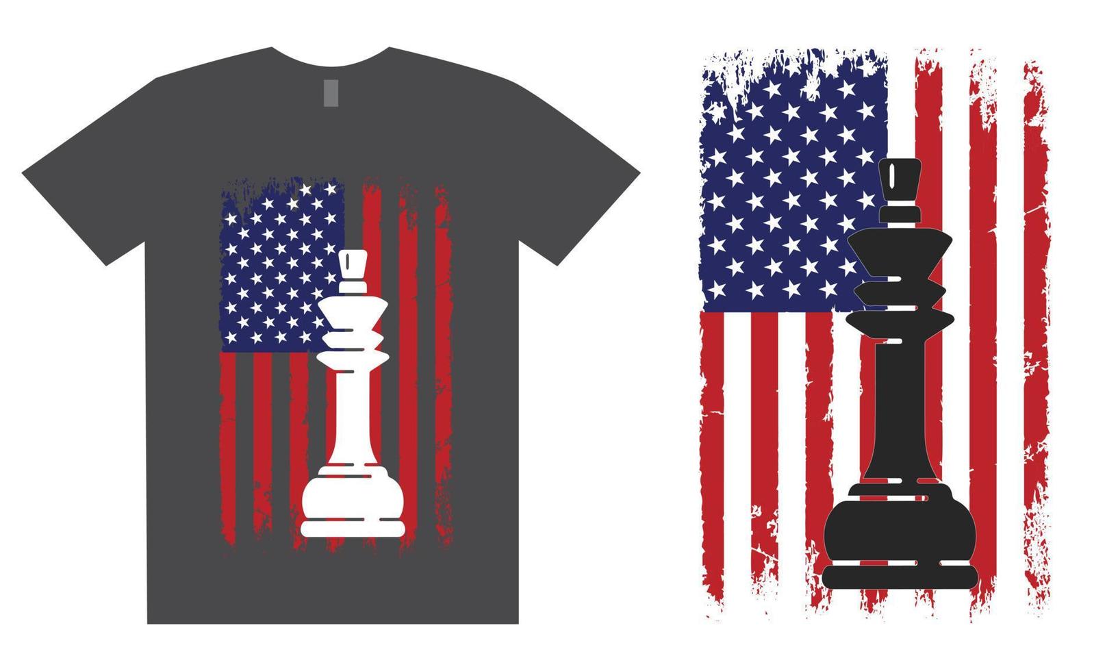 American Flag Chess T Shirt Design vector