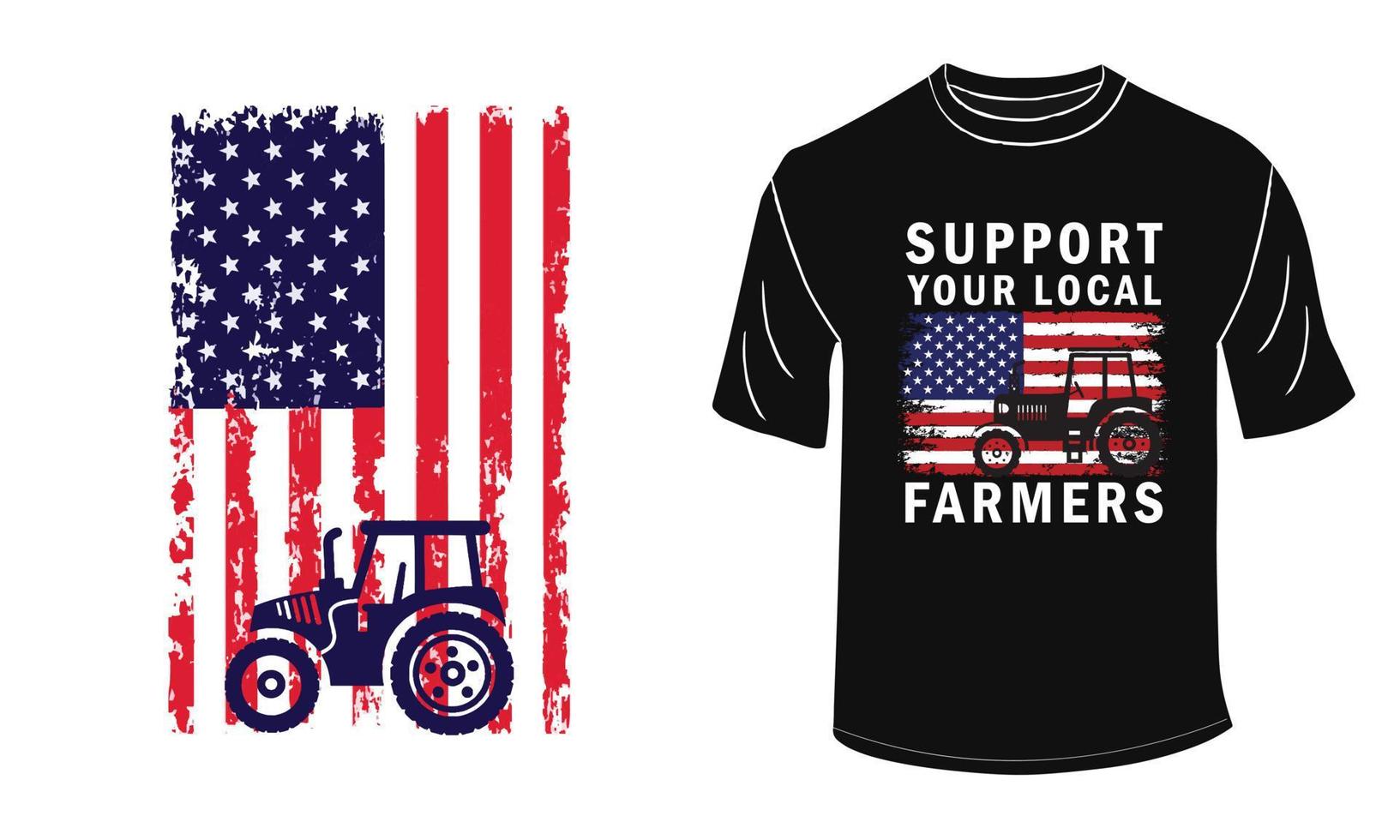 apoye el diseño de camisetas de sus agricultores locales vector