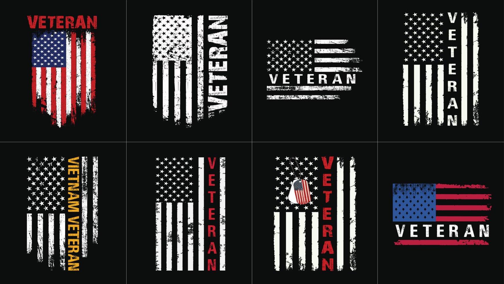 American Flag Veteran Design Bundle vector