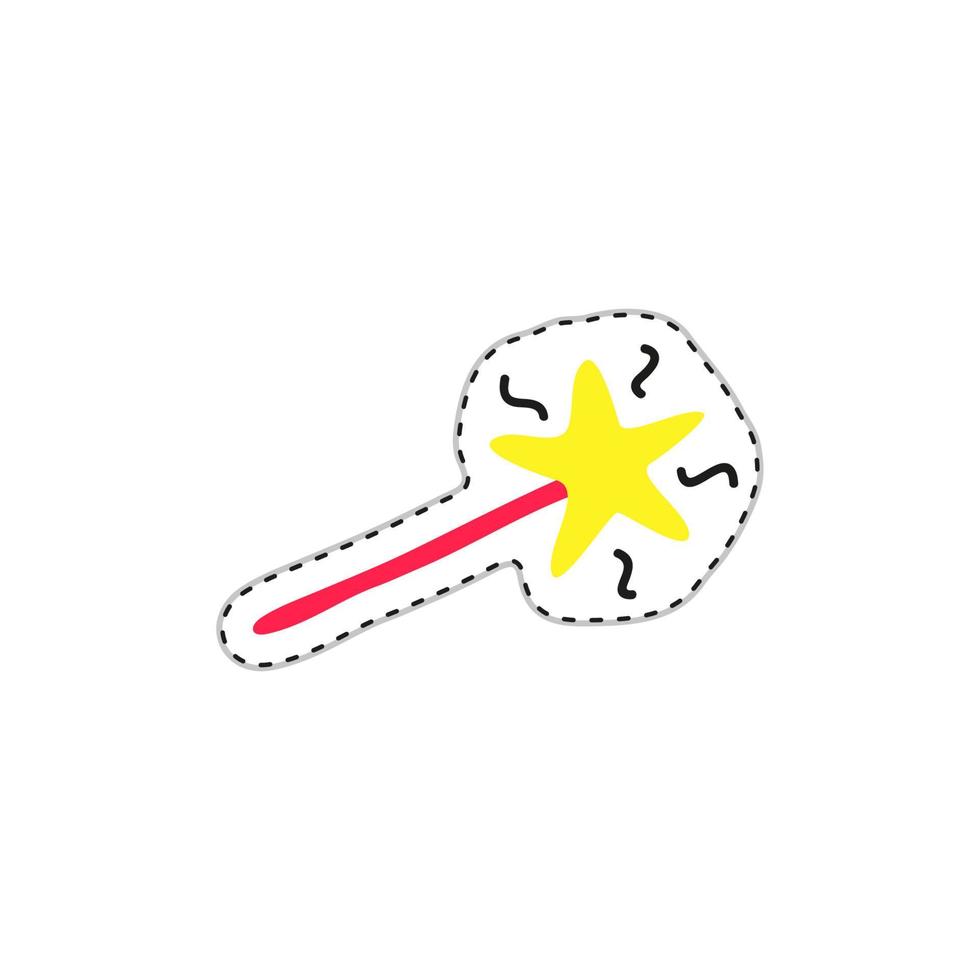 Doodle sticker with magic wand. vector