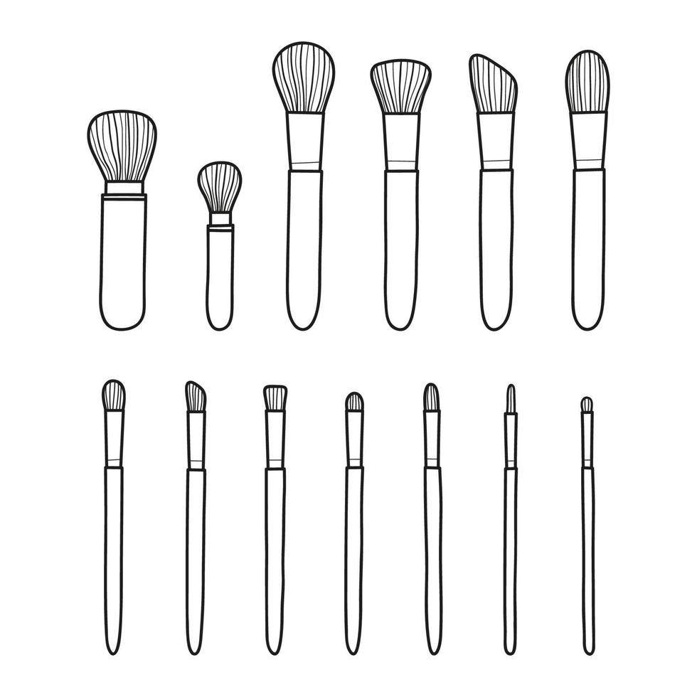 colección de pinceles de maquillaje. vector