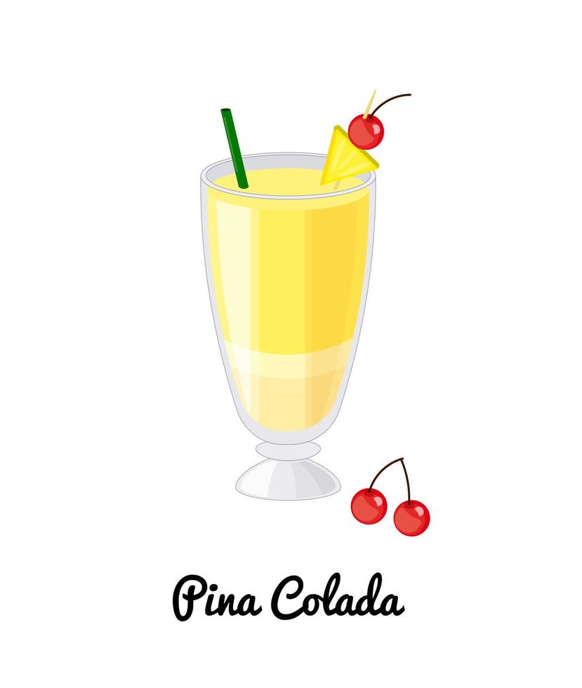 Pina Colada cocktail. vector