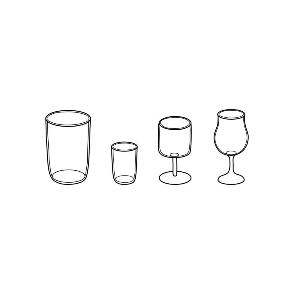 vasos dibujados a mano para bebidas. vector