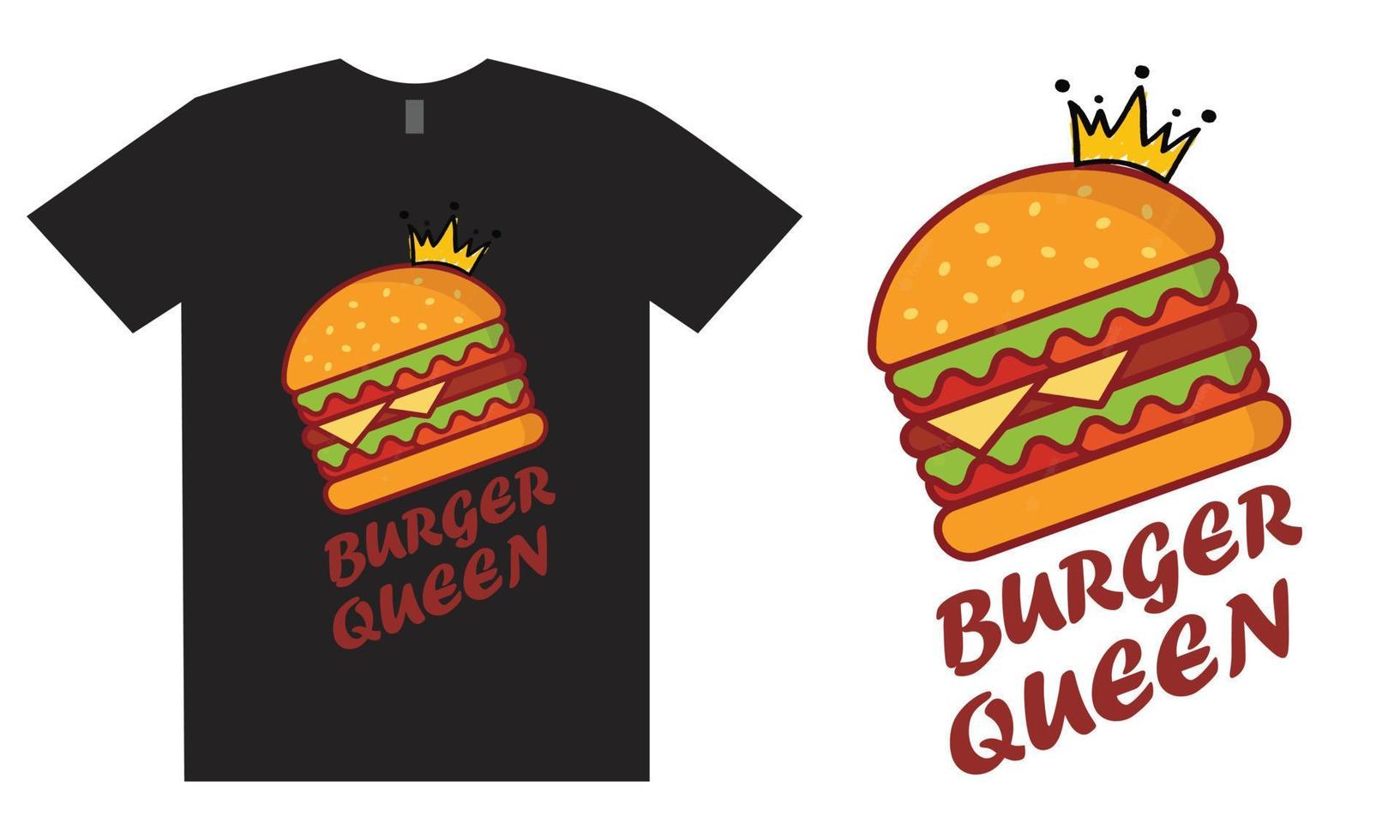 diseño de camiseta de reina de hamburguesas vector