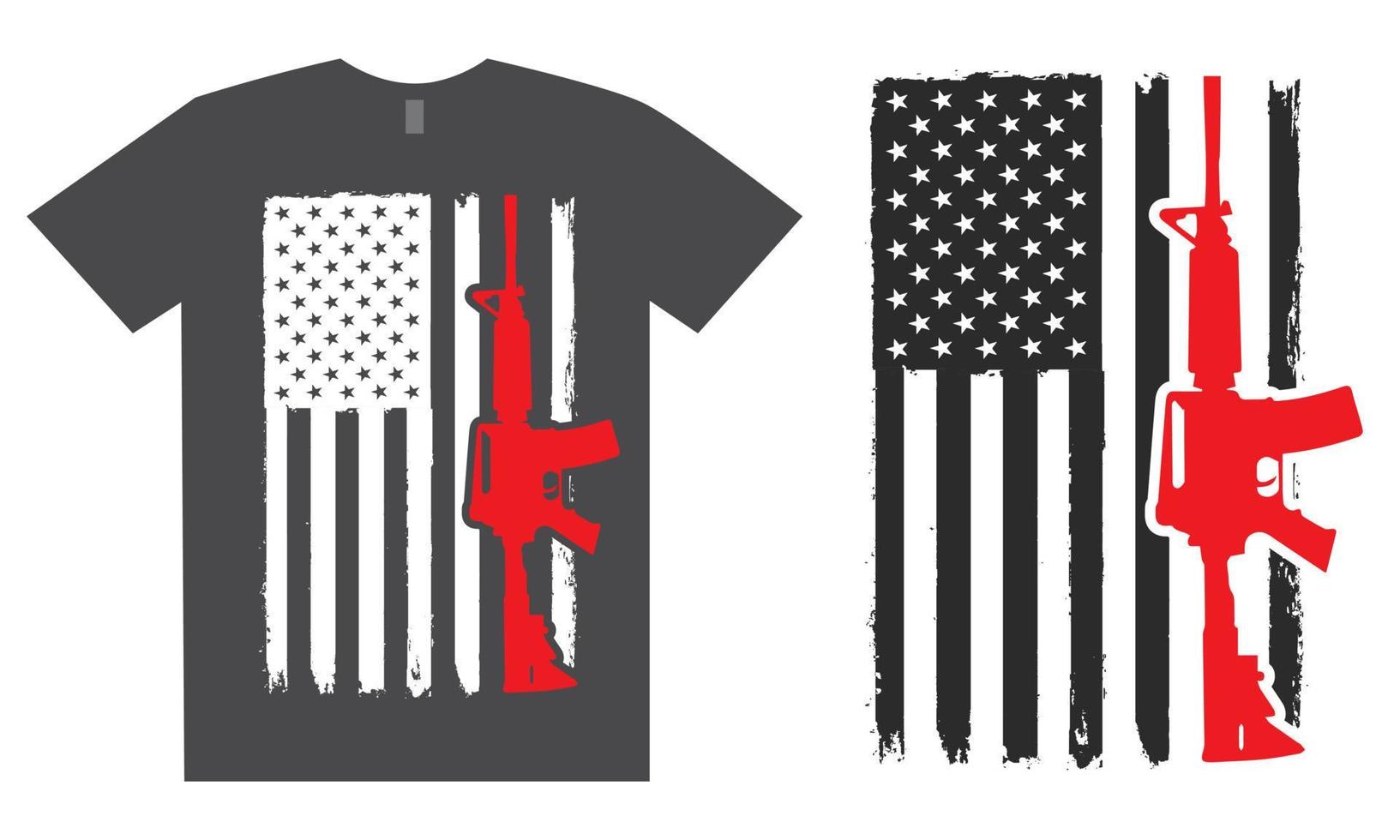 Gun T Shirt Design With American Flag vector