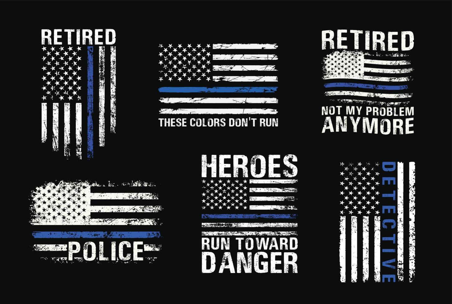 Police Design Bundle With USA Flag vector