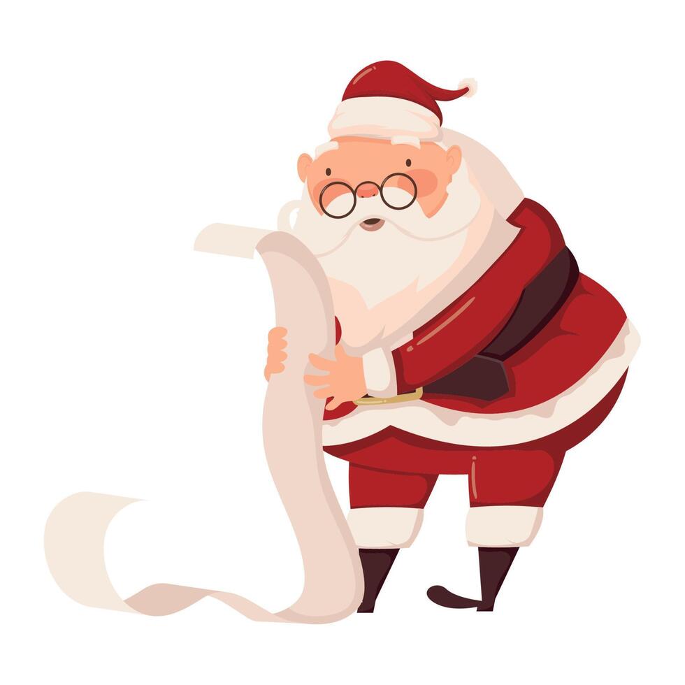 santa claus reading gifts list vector