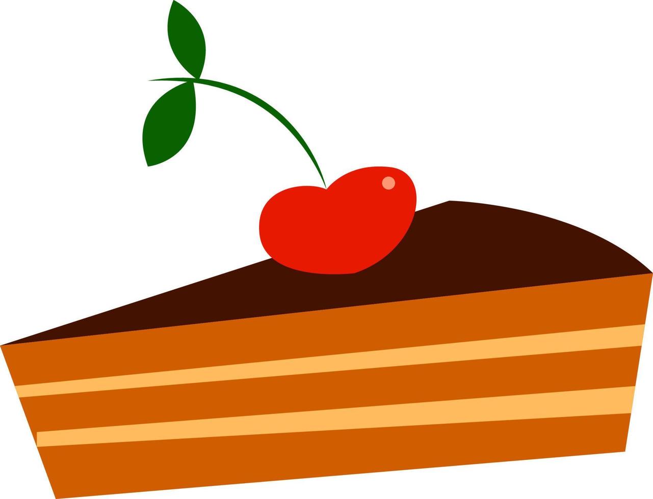 Chocolate pie with a cherry, vector or color illustration.