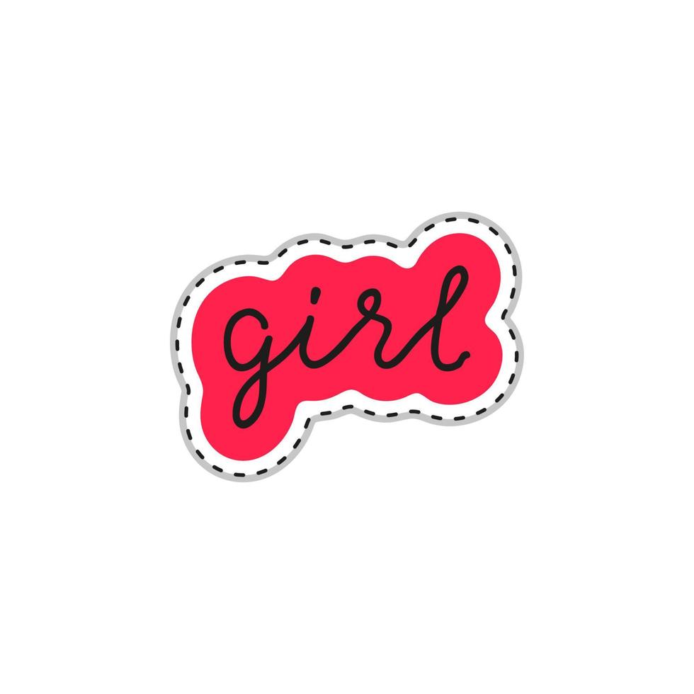 Doodle sticker with text girl. vector