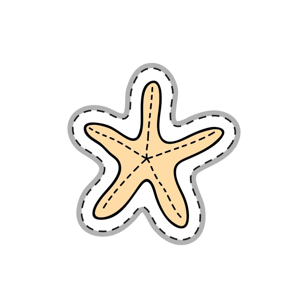 pegatina de fideos con estrellas de mar. vector